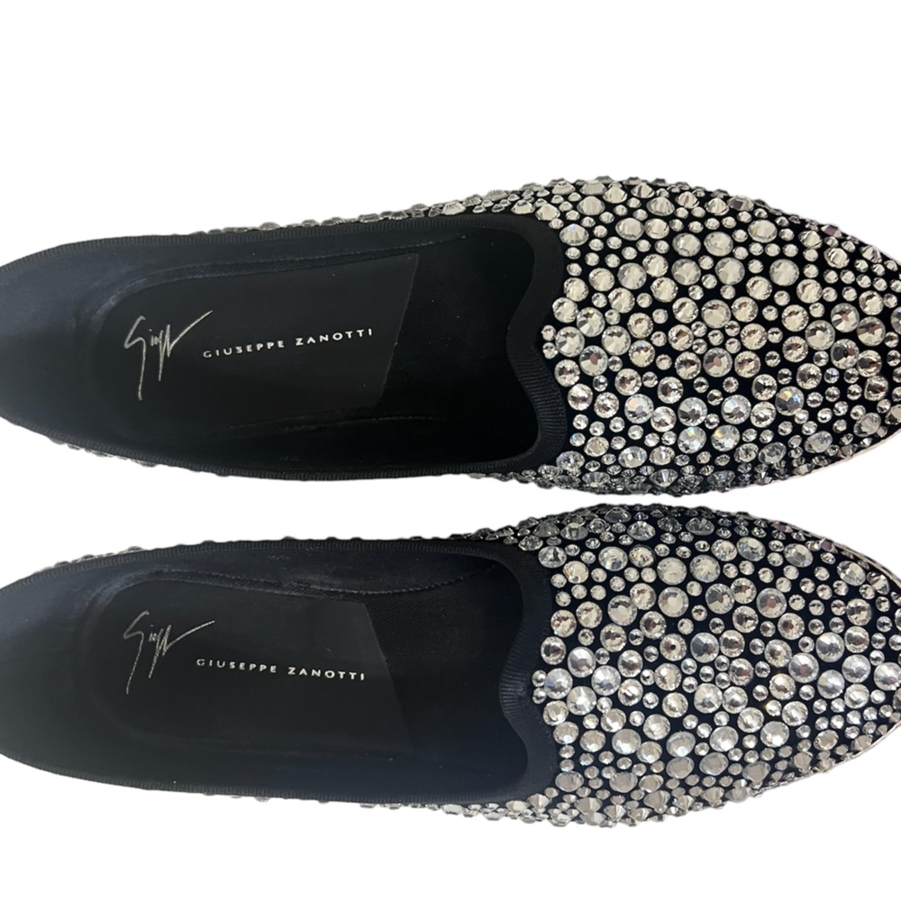 Giuseppe Zanotti Fancy Crystal Loafers with Black & Silver Embellishment Size 8 - Picture 6 of 17